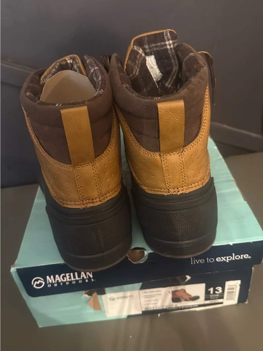 Magellan Outdoors mens brown and Black Lace-Up Duckboot